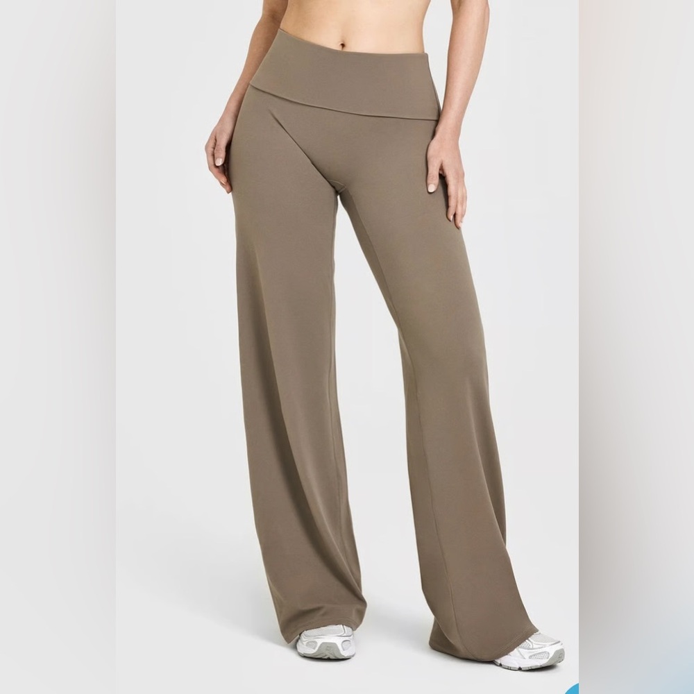 Oner active fold over soft motion straight leg leggings moss brown